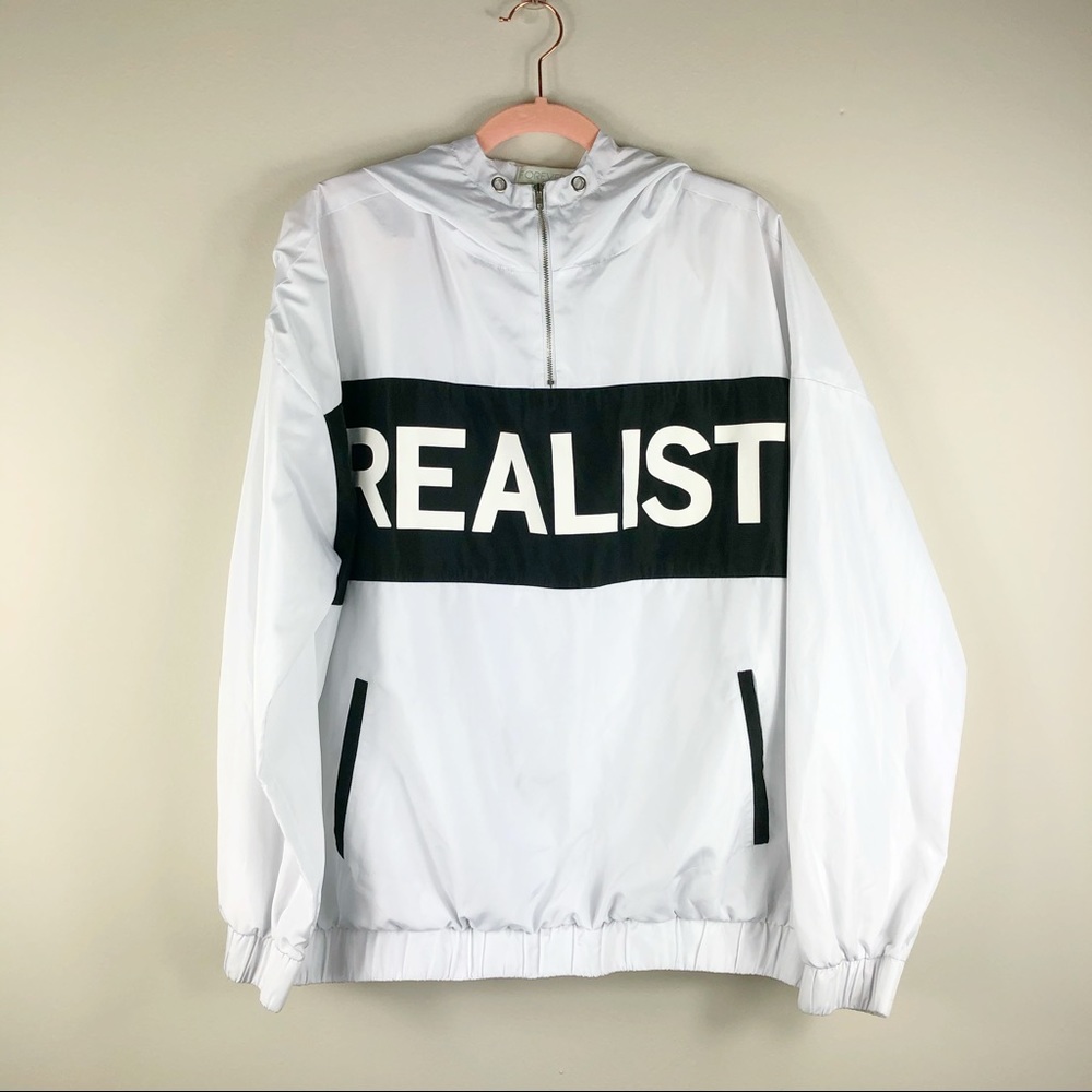 Forever 21 Women’s “REALIST” Rain Jacket half zip
